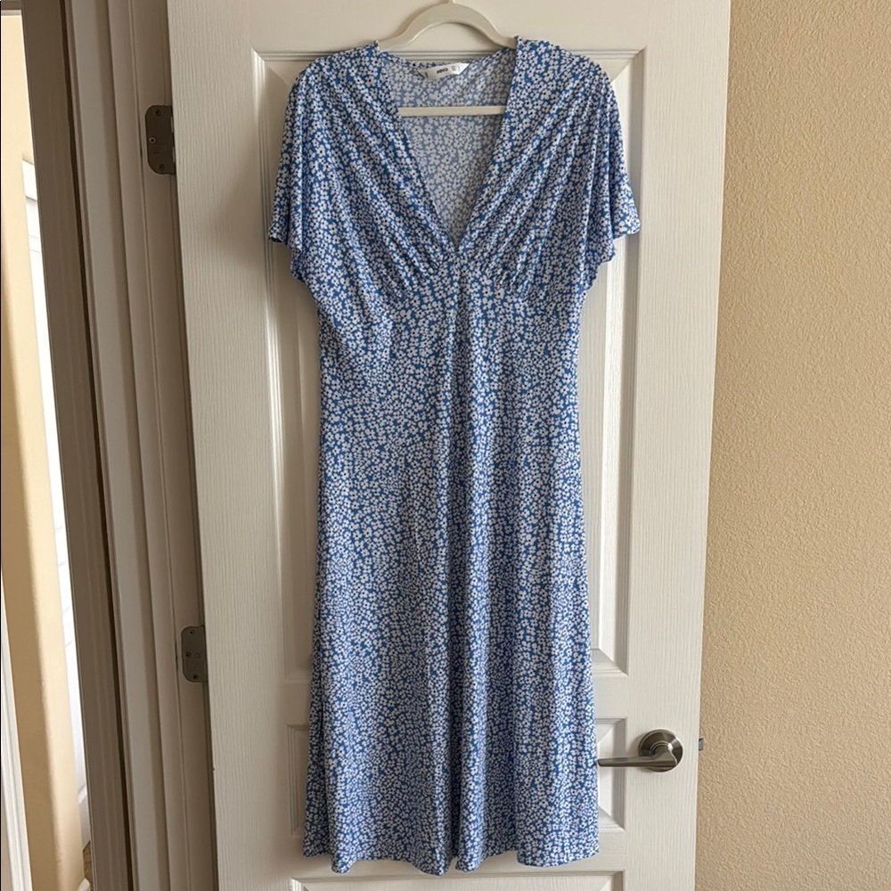 Mango Blue Floral Midi Dress